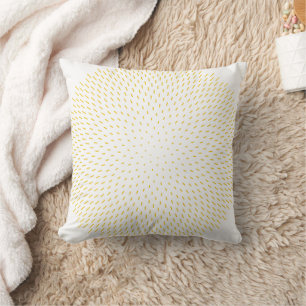 Modern Marigold Yellow Sunburst Dash Abstract Geom Cushion