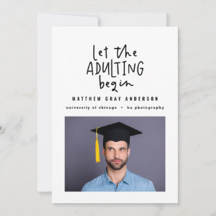 Modern marker pen adulting photo graduation announcement
