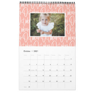 Modern marker pen photo script rainbow calendar