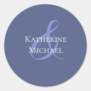 Modern Marlin Blue and White Wedding- Classic Round Sticker