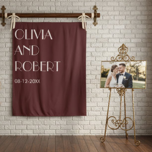 Modern maroon pale pink aesthetic wedding backdrop tapestry