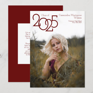 Modern Maroon Photo Graduation Announcement