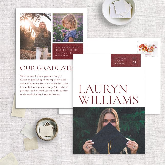 Modern Maroon Professional Graduation Announcement (Creator Uploaded)