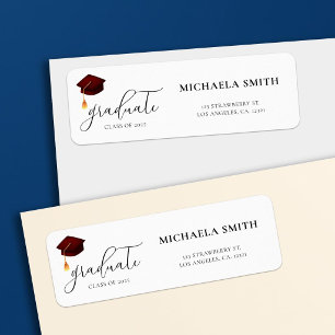 Modern Maroon Script Graduation Return Address