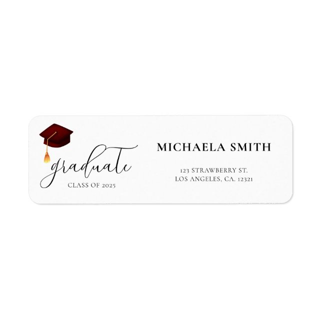 Modern Maroon Script Graduation Return Address (Front)