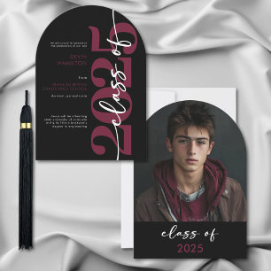 Modern Maroon Typography Arch Grad Announcement