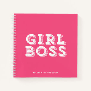 Modern Marquee Typography Girl Boss Personalised Notebook