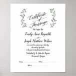 Modern Marriage Certificate Wedding Keepsake Poster<br><div class="desc">This lovely and modern Marriage Certificate is personalised for the happy couple and then signed by witnesses and the officiant on the day of the event.  A wonderful keepsake and gift for today's contemporary partners.</div>