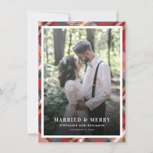 Modern Married and Merry Photo Christmas Holiday Card