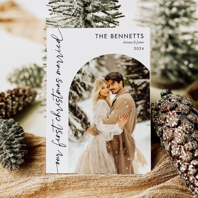 Modern Married Christmas Arch Photo Christmas Holiday Card (Creator Uploaded)