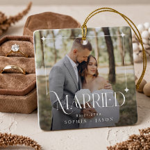 Modern Married Couple Photo Wedding Gift Keepsake