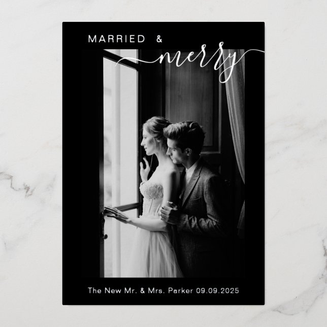 Modern Married & Merry Couples 1st Christmas (Front)