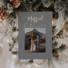Modern Married & Merry Foil Holiday Card