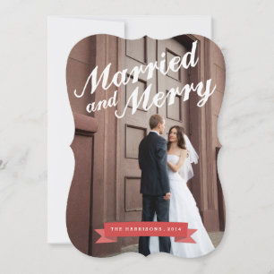 Modern Married & Merry Holiday Big Photo Card
