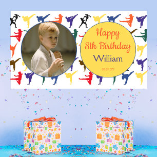 Modern Martial Arts Karate Kids Birthday Banner