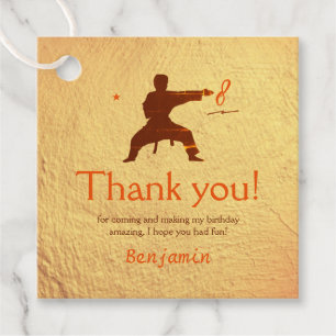 Modern Martial Arts Karate Kids Birthday Thank You Favour Tags