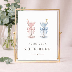 Modern Martini Gender Reveal Place Your Vote Here Poster