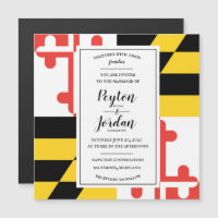 Modern Maryland Flag Wedding Magnetic Invitation