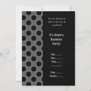 MODERN MASCULINE BLACK GREY BACHELOR PARTY INVITATION