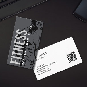 Modern Masculine Man Fitness Trainer Coach Business Card