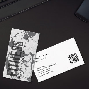 Modern Masculine Man Fitness Trainer Coach Business Card