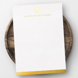 Modern masculine monogram name real foil flat card
