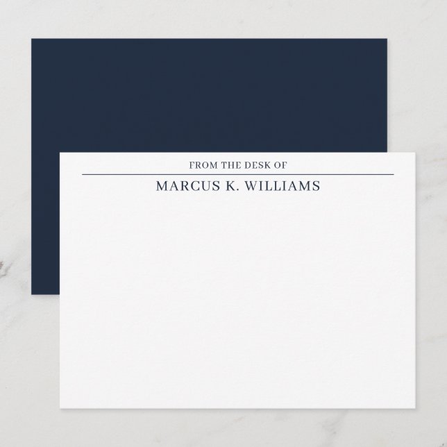 Modern Masculine Navy Blue White Card (Front/Back)