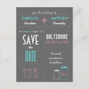 Modern Masonjar Arrows Grey Save the Date Card
