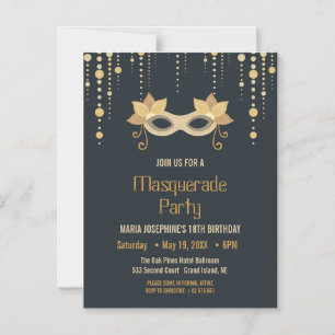 Modern Masquerade birthday Party  Magnetic Invitation