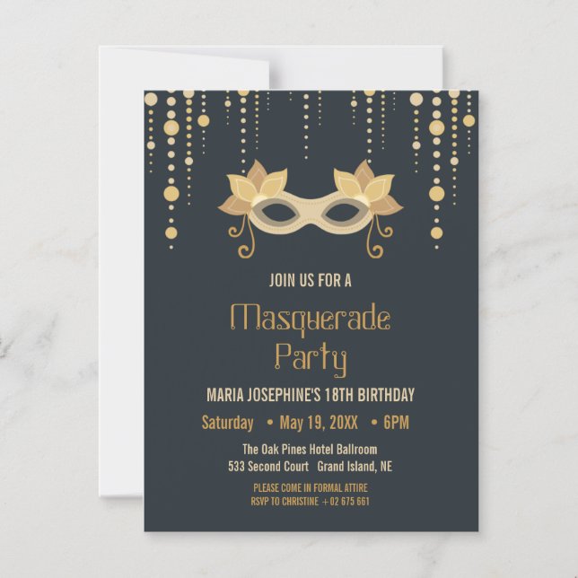 Modern Masquerade birthday Party  Magnetic Invitation (Front)