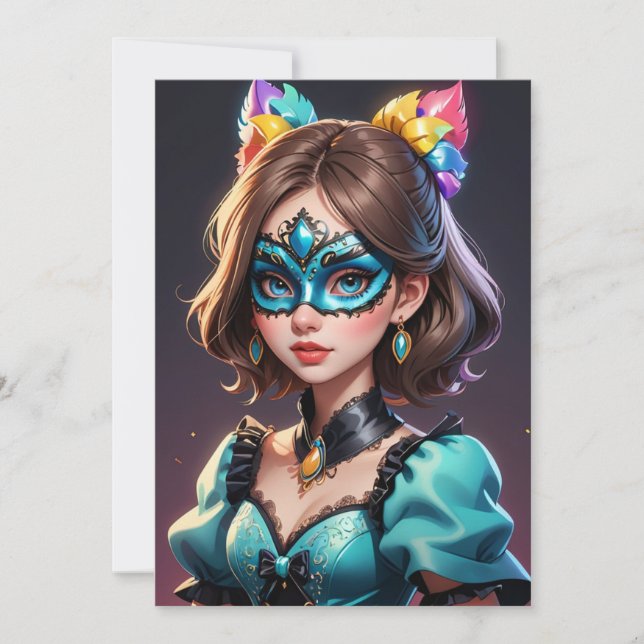 modern masquerade sweet 16 invitations (Front)