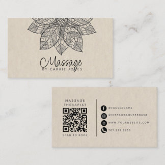 Modern Massage Therapist Lotus Flower Business Card
