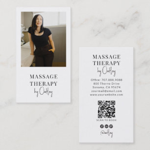 Modern Massage Therapist Photo QR Code Business Card