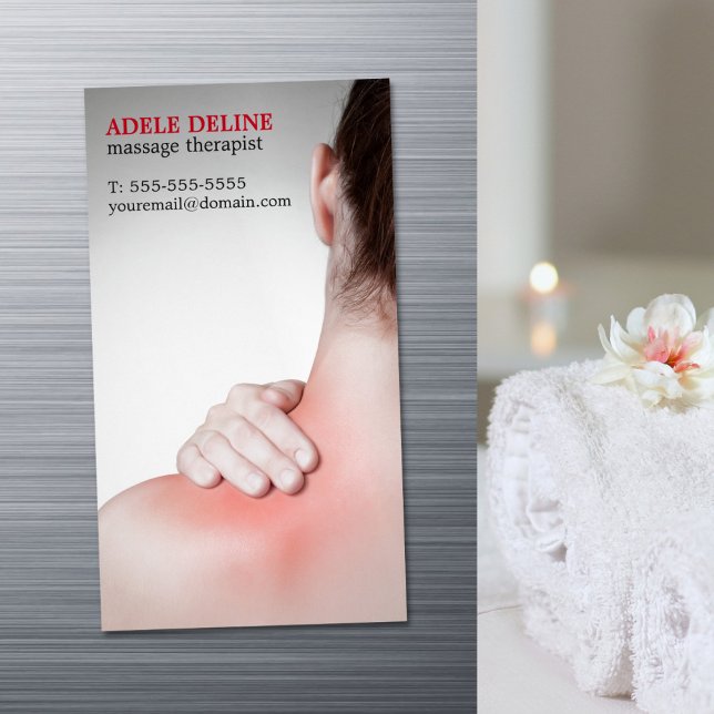 Modern Massage Therapist Woman's Back Magnetic Business Card (Creator Uploaded)