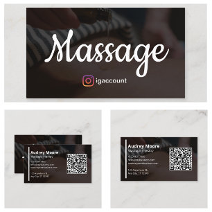 Modern Massage Therapy QR Code Business Card