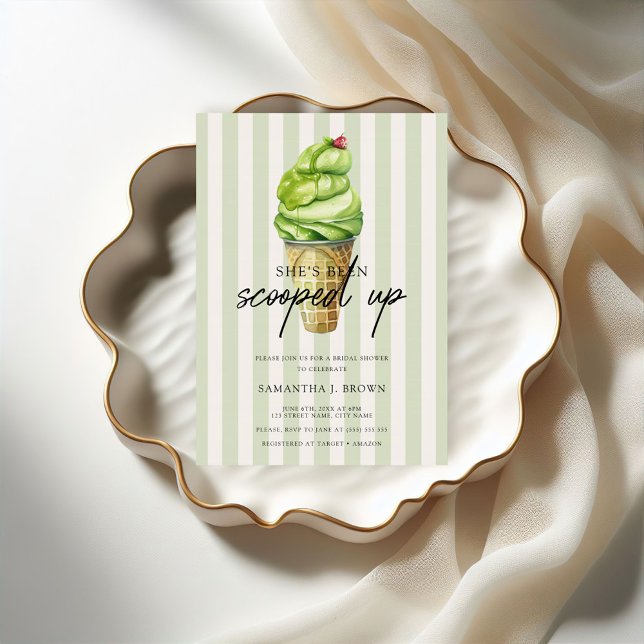 Modern Matcha Ice Cream Bridal Shower Invitation (Creator Uploaded)