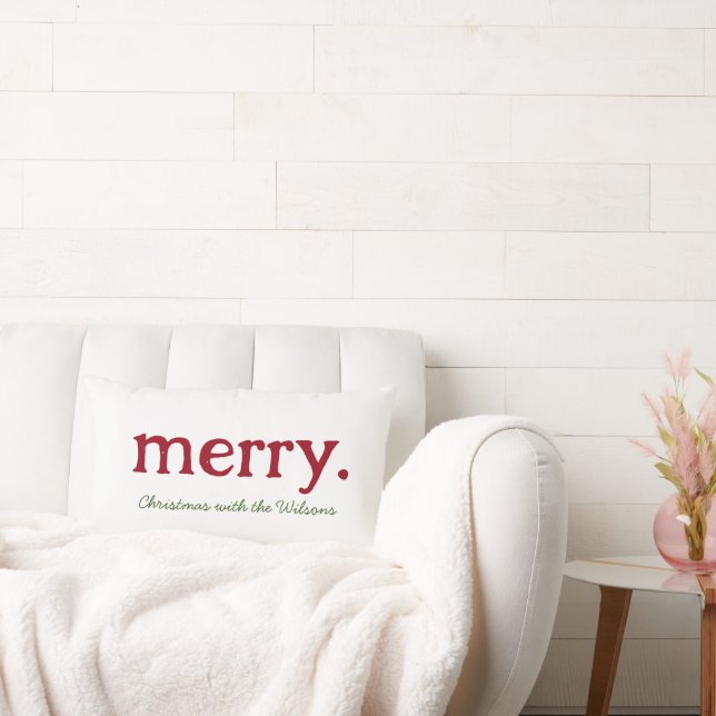 Modern Matching Family Minimalist Merry Christmas Lumbar Cushion (Couch)