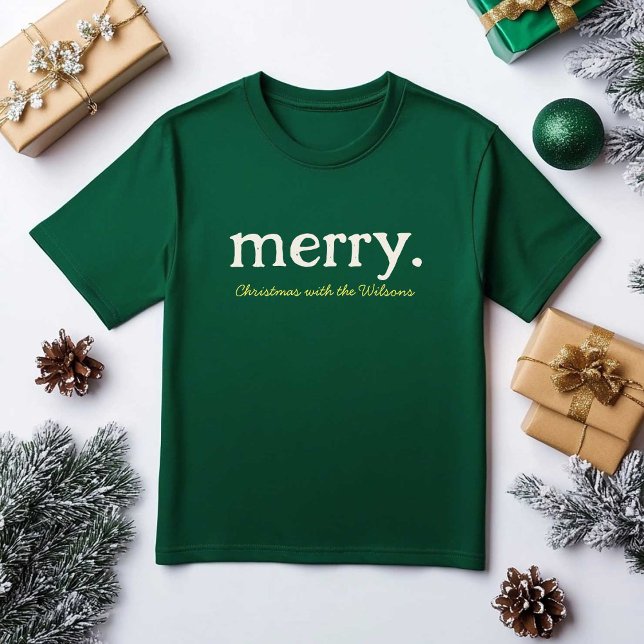 Modern Matching Family Minimalist Merry Christmas T-Shirt (Creator Uploaded)
