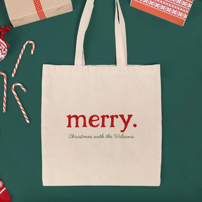 Modern Matching Family Minimalist Merry Christmas Tote Bag (Creator Uploaded)