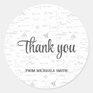 Modern Math Graduation Thank You Classic Round Sticker