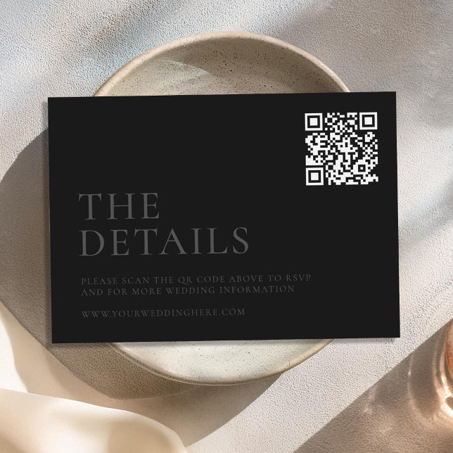 Modern Matte Black Minimal Wedding Enclosure Card (Creator Uploaded)
