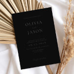 Modern Matte Black Minimal Wedding Invitation<br><div class="desc">Modern wedding invitation with minimal typography design in matte black colour. Easily personalise with all of your information for custom wedding invitations, </div>