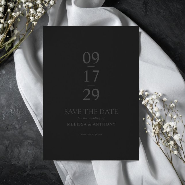 Modern Matte Black Minimalist Wedding Save The Date (Creator Uploaded)
