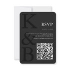 Modern Matte Black Monogram Minimalist Wedding