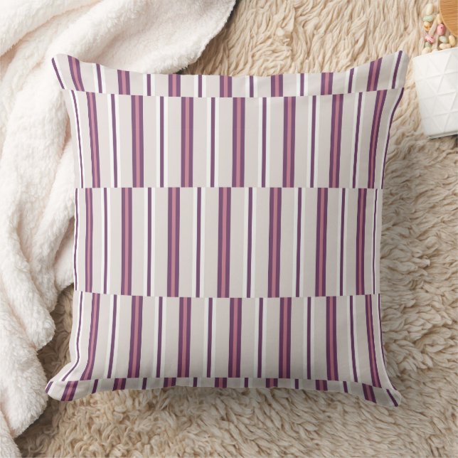 Modern Mauve and Plum Stripe Cushion (Blanket)