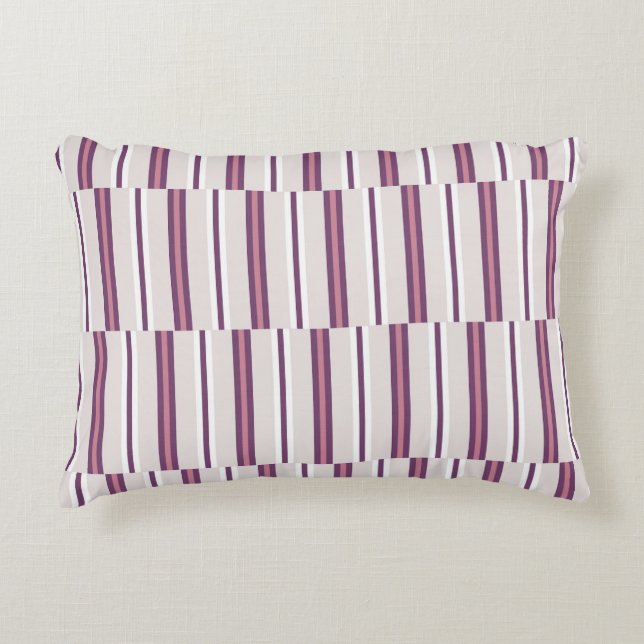 Modern Mauve and Plum Stripe Decorative Cushion (Front)