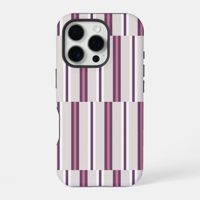 Modern Mauve and Plum Stripe iPhone Case (Back)