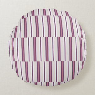 Modern Mauve and Plum Stripe Round Cushion