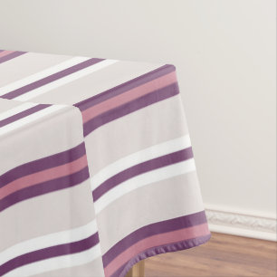Modern Mauve and Plum Stripe Tablecloth