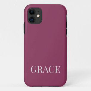 Modern Mauve Berry Personalised Name Custom Case-Mate iPhone Case